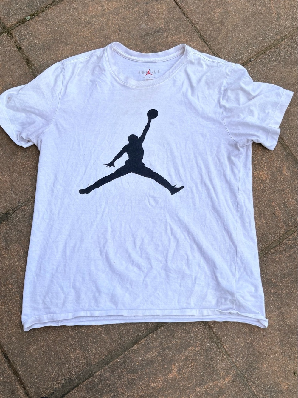 Jordan White Short-Sleeve T-Shirt with Black Jumpman Logo